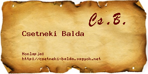 Csetneki Balda névjegykártya